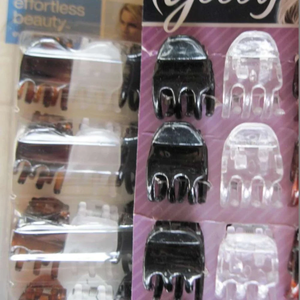 12 Goody Classics Darla Small Claw Clips Hair Jaw Plastic Black Tort Brown Clear